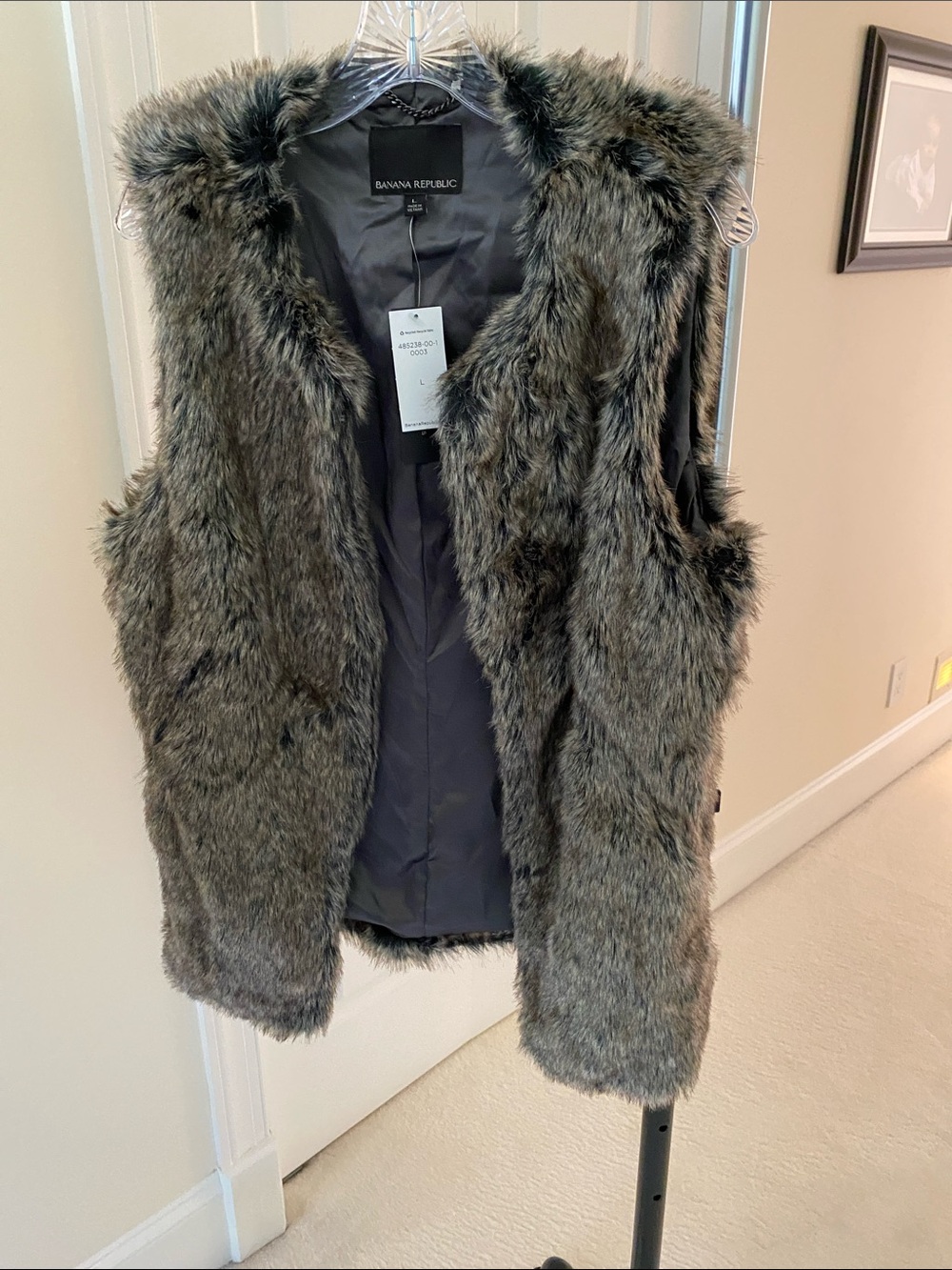Banana Republic Faux Fur Vest in Charcoal Brown NWT FAUX FUR VEST